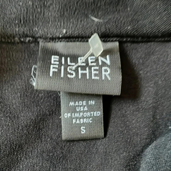 EILEEN FISHER Black Stretch Twist Front Split  Long Rayon/ Nylon Tunic Top-S-EUC - Picture 7 of 9